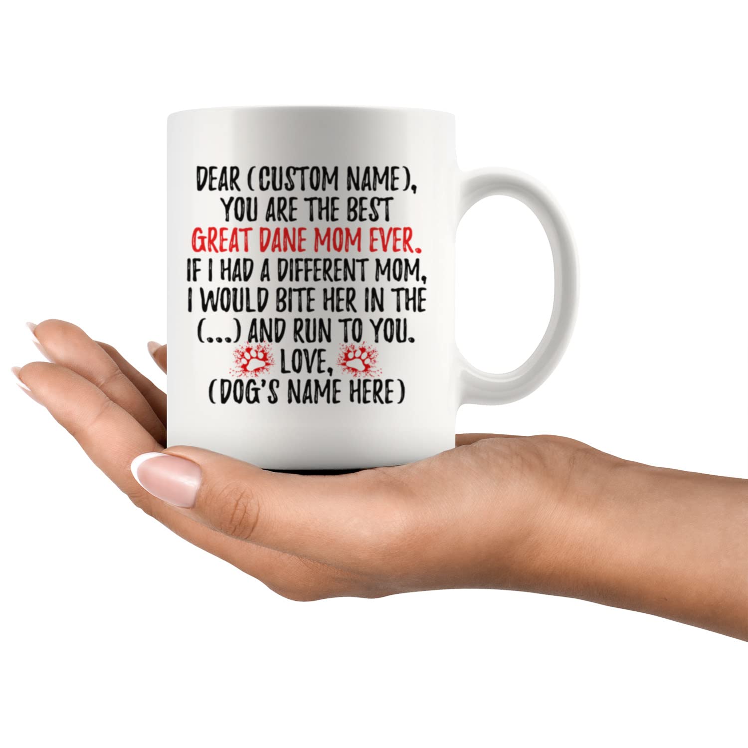 Personalized Great Dane Dog Mom Coffee Mug - 11 oz Ceramic Cup for Great Dane Lovers, Dog Owners & Pet Parents - Perfect Gift for Birthdays, Mother's Day & Dog Moms - Use at Home, Office or as a Thoughtful Present