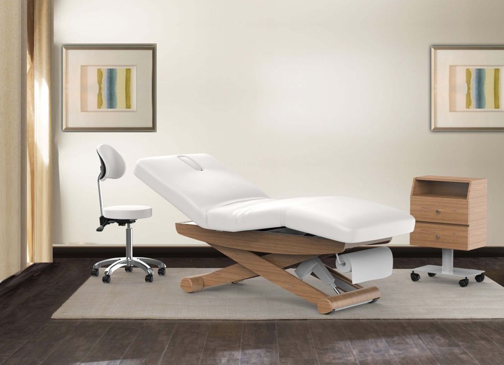 Silverfox 2256B Professional 3-Motor Electric Massage Table & Facial Bed - Adjustable Wooden Spa Table for Chiropractic, Beauty Salon & Home Use
