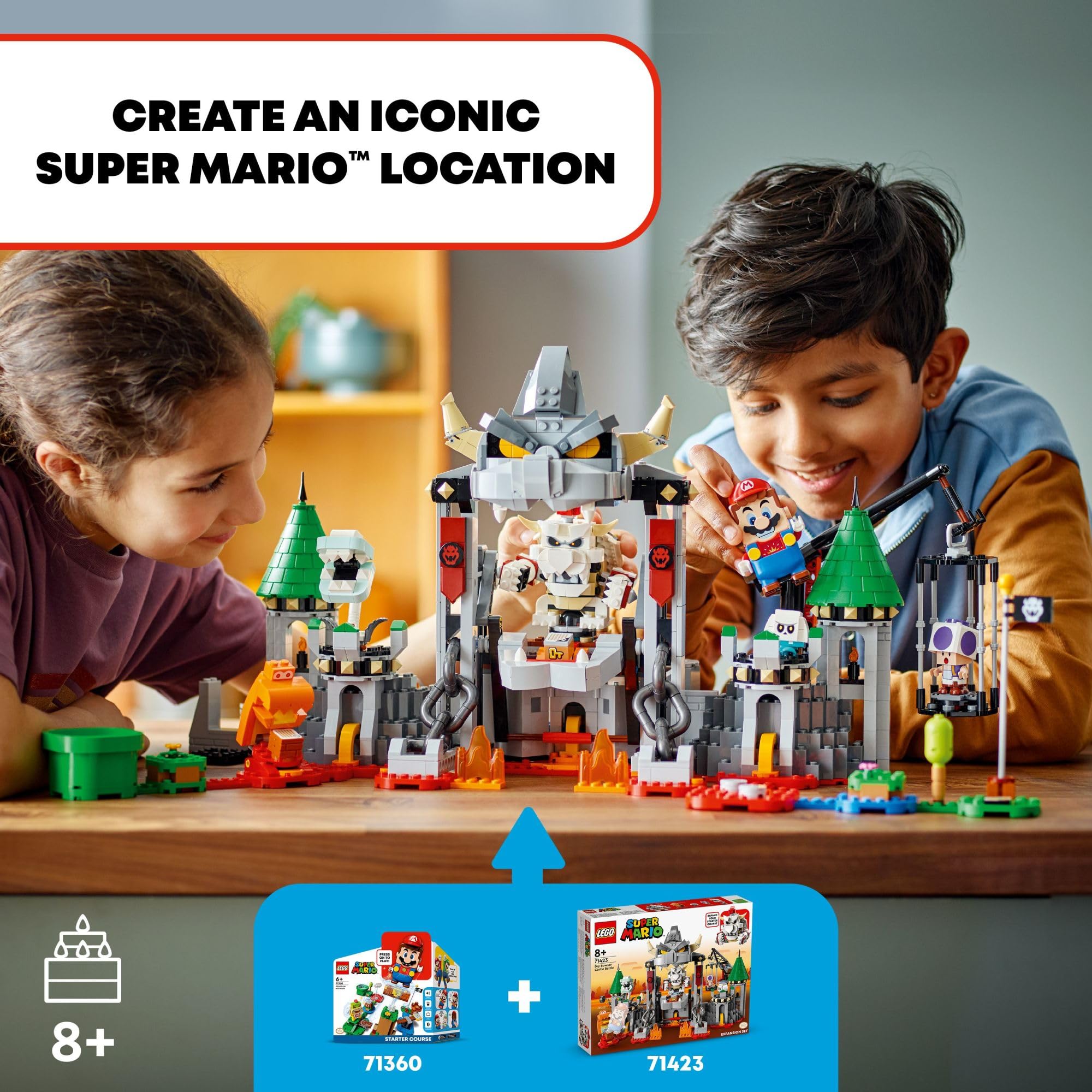 LEGO Super Mario Dry Bowser Castle Battle Expansion Set 71423 - Interactive Building Toy with Bowser & 4 Character Figures - Collectible Playset for Kids Ages 8+ - Perfect for Creative Play, Birthday Gifts & Mario Fans Collection