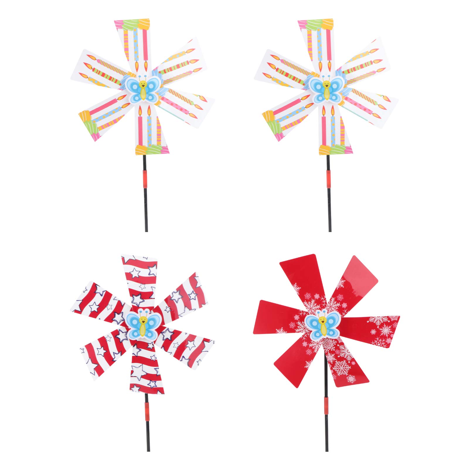 4PCS Colorful Garden Wind Spinners - 30CM Outdoor Windmill Decor for Lawn, Yard & Patio | Weather-Resistant Metal Pinwheels for Garden Decoration (Random Colors) - Perfect for Backyard Parties, Spring Gardening & Landscape Accents