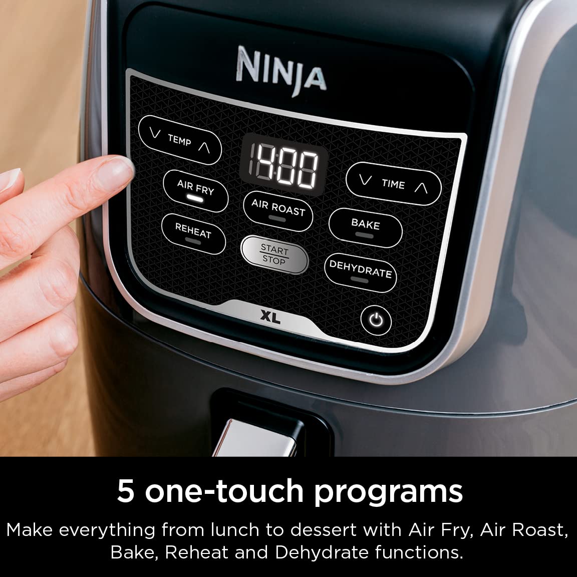 Ninja AF150AMZ 5.5 Qt XL Air Fryer - Large Capacity for Air Frying, Roasting, Baking, Reheating & Dehydrating | Dishwasher Safe Nonstick Basket & Crisper Plate | Includes Recipe Guide | Perfect for Family Meals, Healthy Cooking & Quick Snacks (Grey)
