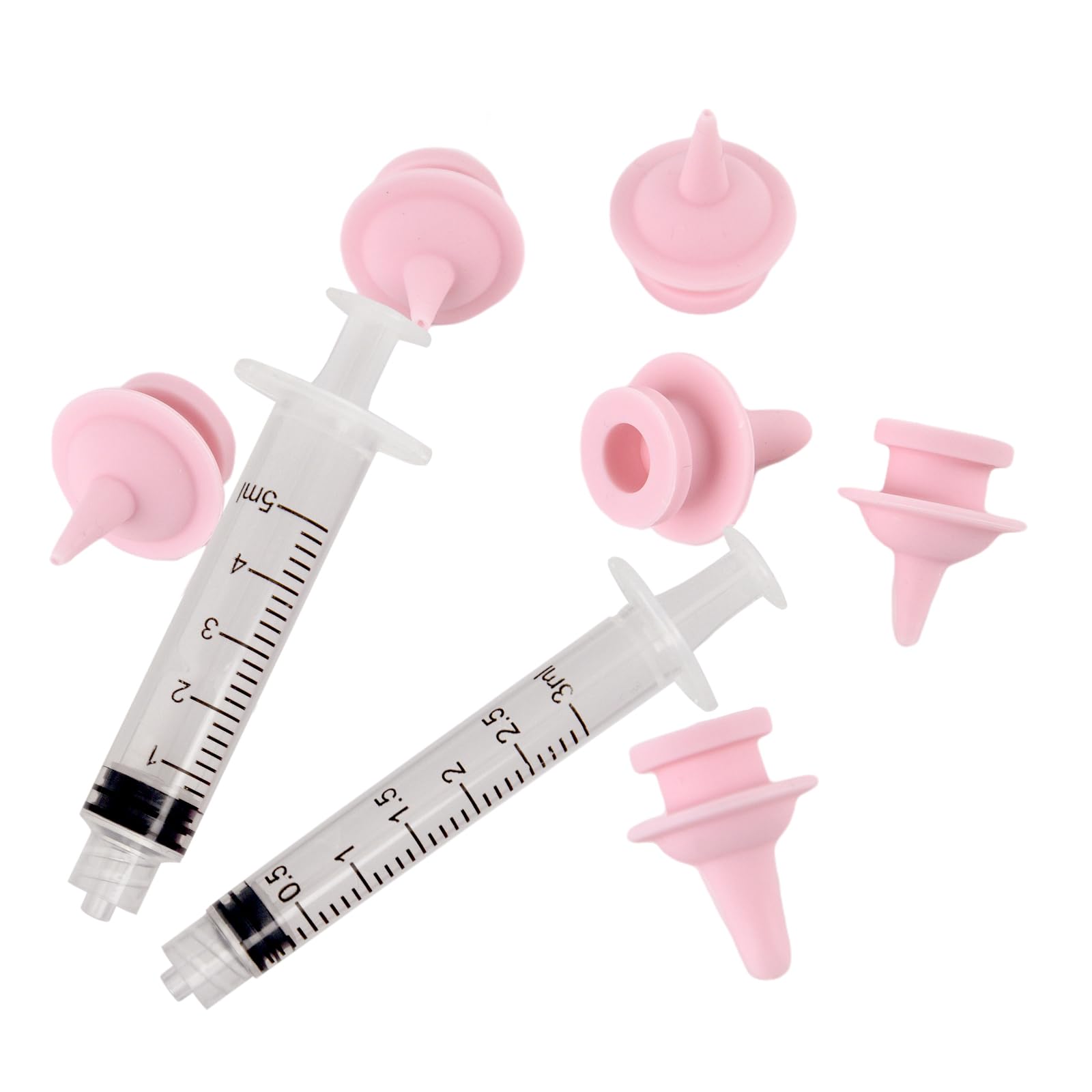 6PCS Kitten Bottle Nipples & 2 Feeding Syringes - Reusable Newborn Pet Feeding Kit for Kittens, Puppies, Rabbits & Squirrels | Perfect for Orphaned Baby Animals & Hand-Feeding Pets at Home