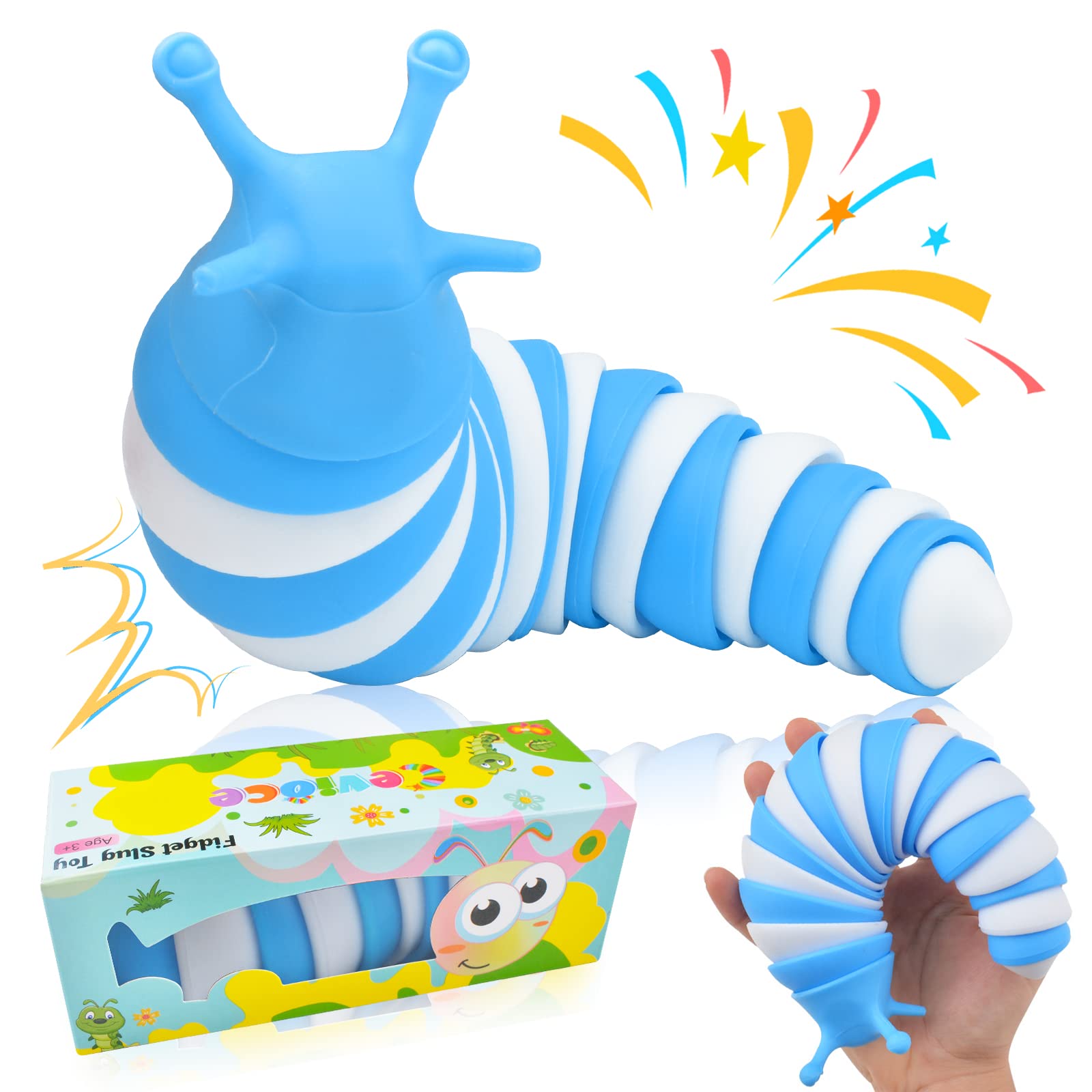 Cevioce Sensory Slug Fidget Toy for Kids & Adults - Autism Stress Relief & ASMR Play
