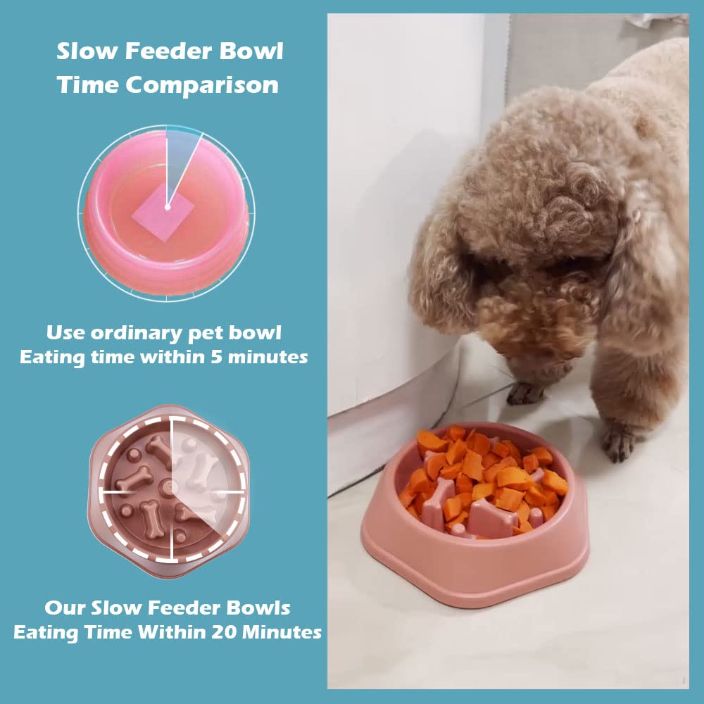 CAISHOW Slow Feeder Dog Bowl - Anti-Gulping Healthy Eating Interactive Pet Bowl, Bloat Stop & Fun Design for Small & Medium Dogs - Non-Slip Base for Mess-Free Feeding - Perfect for Fast Eaters & Mealtime Enrichment