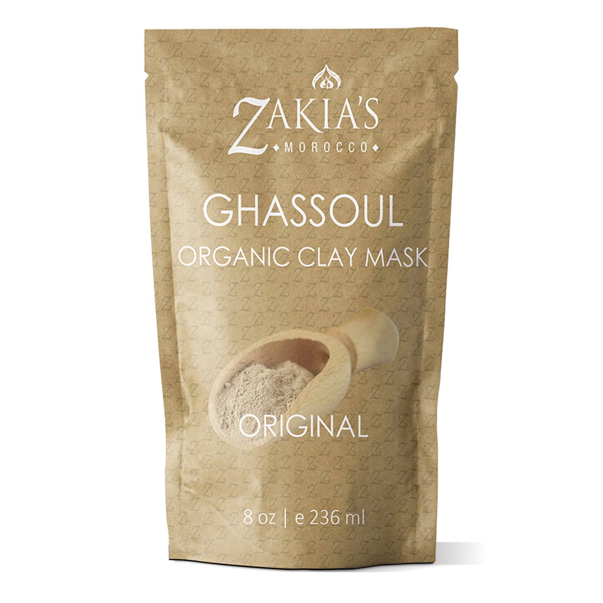 Organic Moroccan Ghassoul Clay Mask for Face & Skin Care - Natural Anti-Aging Mud Mask for Dry, Oily, Acne-Prone Skin - Treats Eczema & Psoriasis - 8 Oz - Perfect for Spa Days & At-Home Skincare Routines
