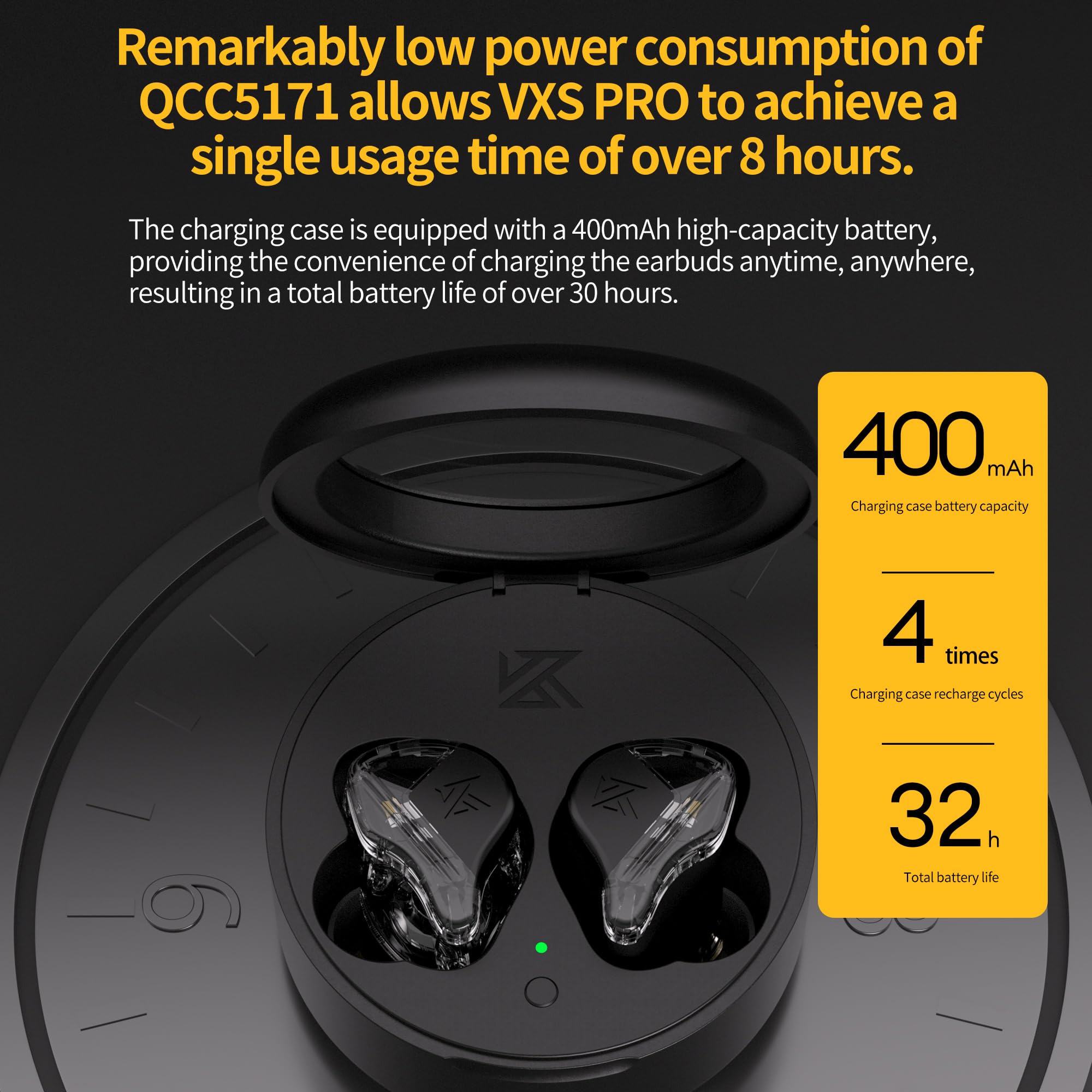 KZ VXS Pro True Wireless Earbuds Bluetooth 5.3 HiFi Headphones with Microphone, AptX, 32H Playtime & Noise Cancellation - Perfect for Gym, Commuting & Work Calls