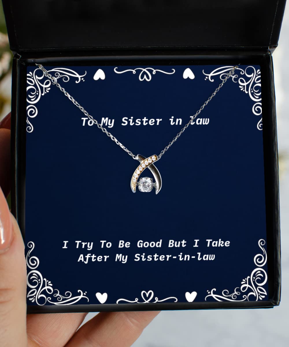 Beautiful Wishbone Dancing Necklace for Sister-in-Law - Thoughtful Gift for Big Sister, Present from Sister - Perfect for Birthdays, Anniversaries & Special Occasions