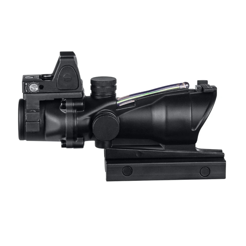 ACOG 4X32 Red/Green Fiber Optics Rifle Scope with Cross/Arrow Reticle & RMR Mount - Compatible with .308, 5.56, AR15 & .22LR - Perfect for Hunting, Tactical Shooting & Long-Range Precision