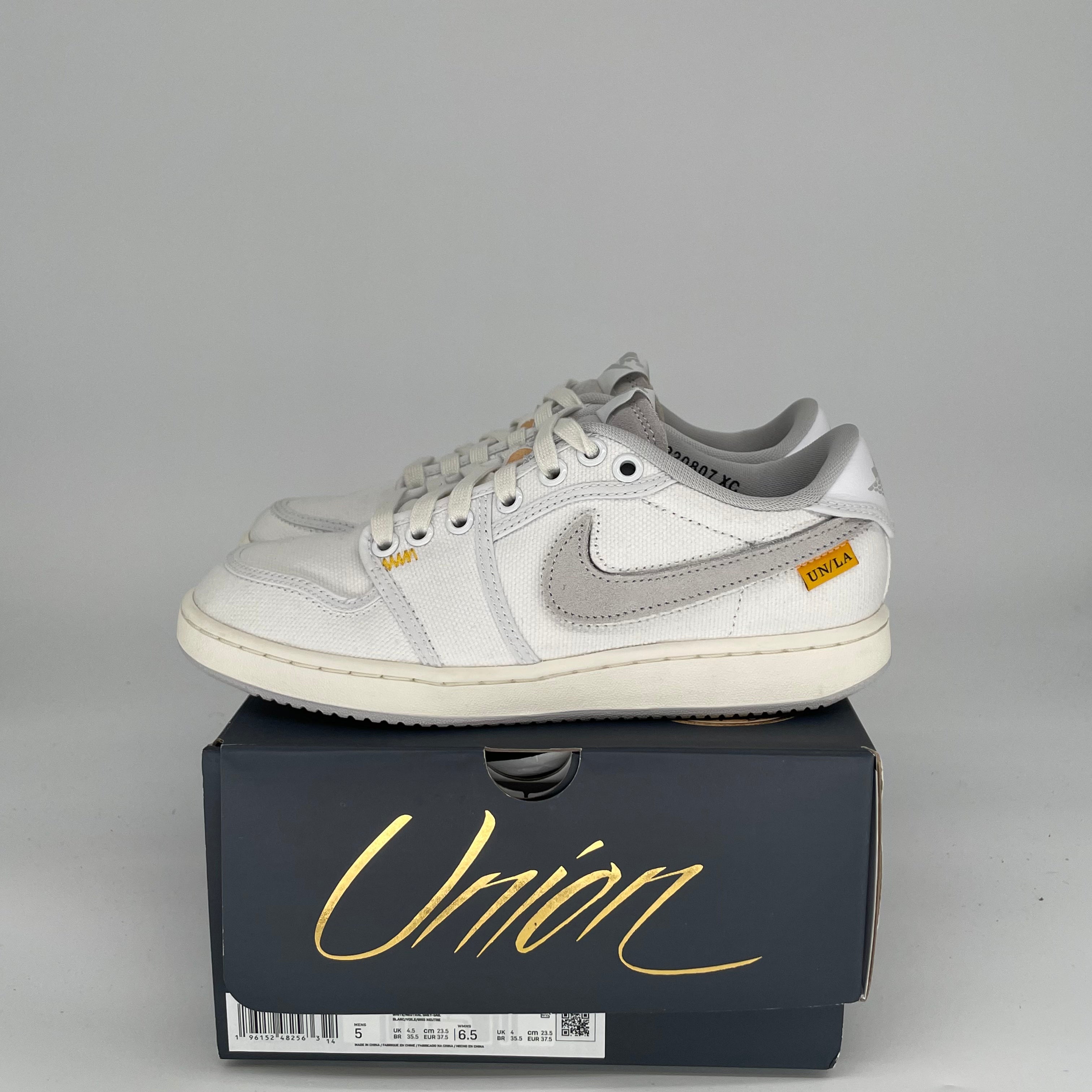 **Air Jordan 1 Low AJKO Union White Canvas Sneakers - Size 5 (DO8912-101) - Perfect for Casual Wear, Street Style & Sneaker Collectors**