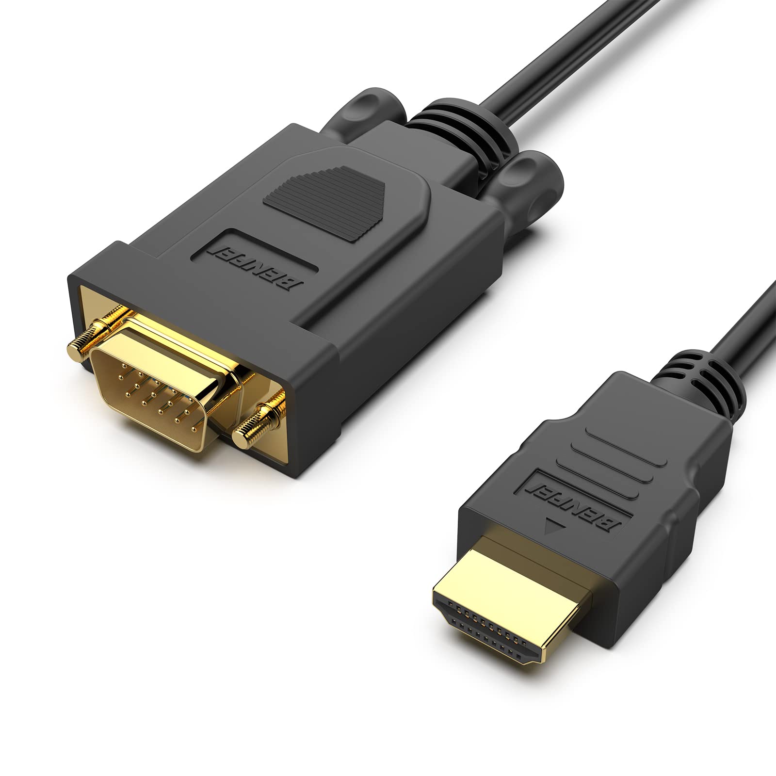 BENFEI 6ft HDMI to VGA Cable Male to Male - Gold Plated Connectors for Computer, Laptop, Monitor, Projector, HDTV, Roku, Xbox - Ideal for Home Office, Gaming & Presentations