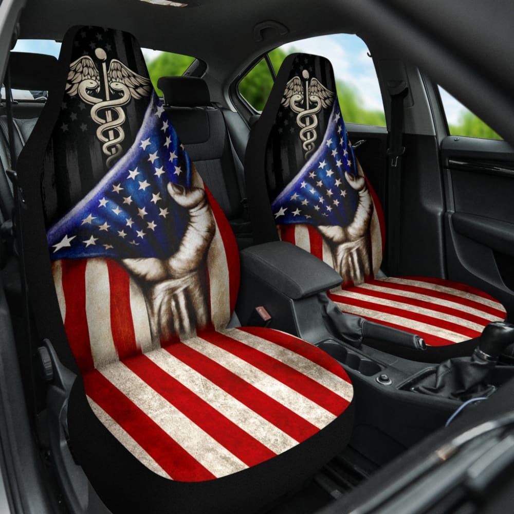 Patriotic Nurse American Flag Car Seat Covers - Premium Quality USA-Themed Auto Accessories for Nurses & Healthcare Workers - Perfect for Cars, Trucks & SUVs