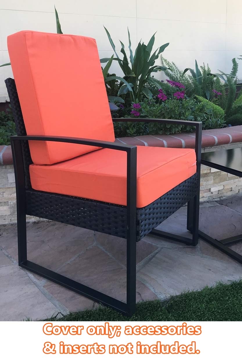 CozyLounge Sunkissed Orange Outdoor Waterproof Patio Chair Cushion Covers - Set of 3 (22x20x4 Inches) - UV Resistant & Weatherproof for Garden, Poolside, Deck, and Porch Furniture