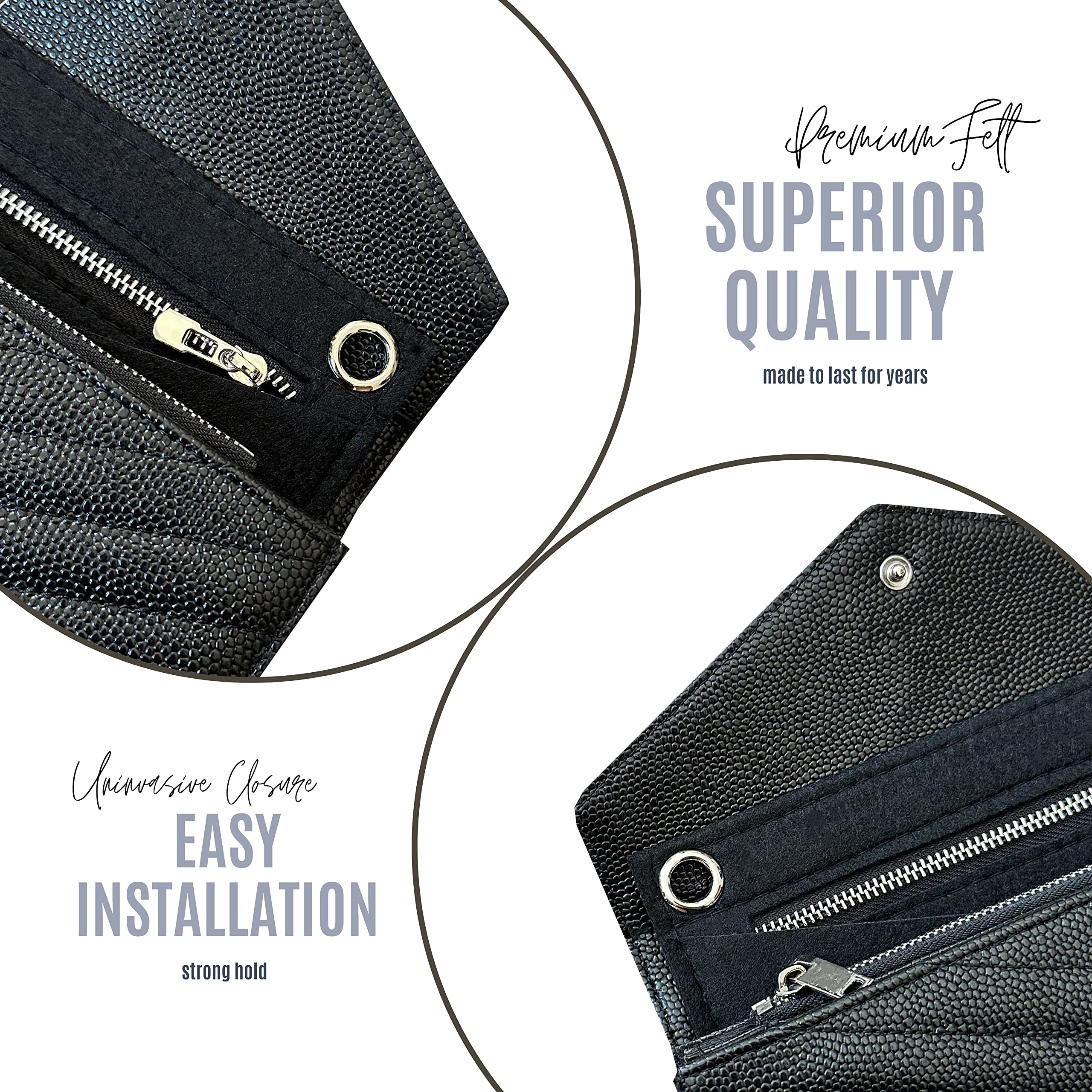 Cassandre Large Flap Wallet with 120cm Silver Chain - Convertible Card Holder & Crossbody Bag Insert - Black Matelasse Leather WOC (Perfect for Travel, Shopping & Everyday Use)