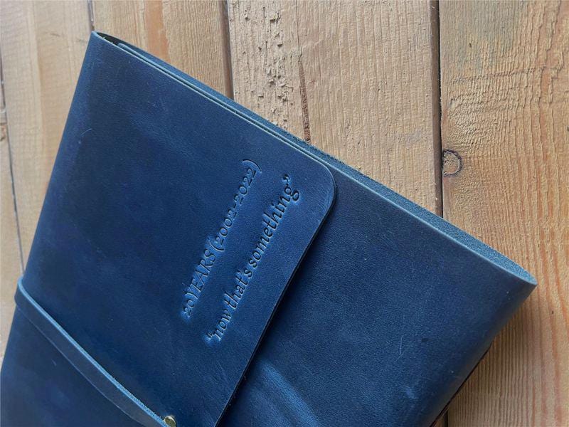 Premium Custom Blue Leather Bound Journal - Handmade Personalized Notebook for Writing, Sketching & Gift Giving - Perfect for Travel, Office & Daily Use