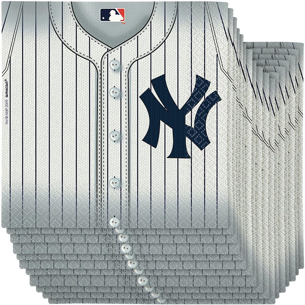 Amscan New York Yankees White Luncheon Paper Napkins - 6.5