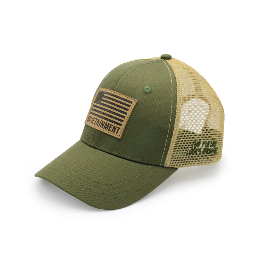 Valuetainment American Flag Army Green Mesh Snapback Hat - Patriotic Military Style Baseball Cap for Men & Women - Perfect for Outdoor Activities, Sports, and Casual Wear