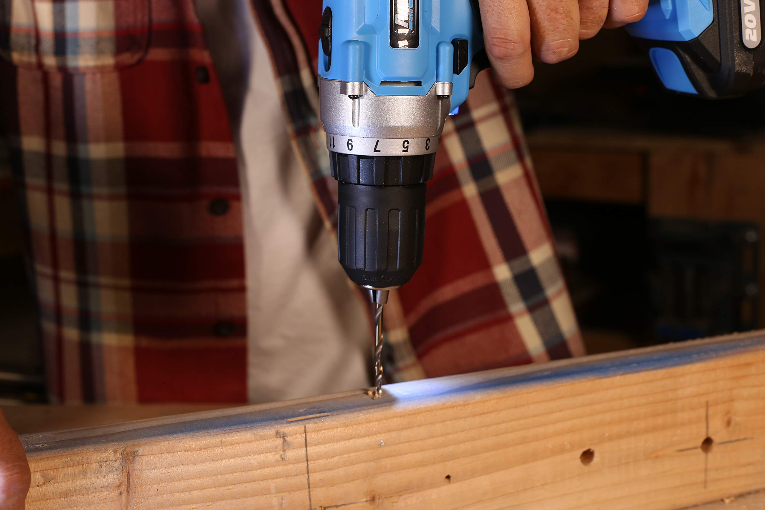 Pulsar 20V Cordless Drill Driver with 19+1 Torque Settings, Lithium-Ion Battery, Belt Clip & LED Light - Perfect for DIY Projects, Home Repairs, and Professional Construction Work