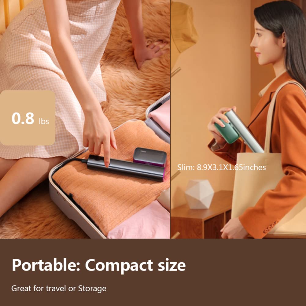 Portable Handheld Garment Steamer - 0.8lbs Lightweight Clothes Steamer with 15-Second Fast Heat-Up & 10-Min Continuous Steam - Mini Travel Steamer Iron for Wrinkles Removal - Perfect for Home, Office, Travel, and Quick Outfit Refresh