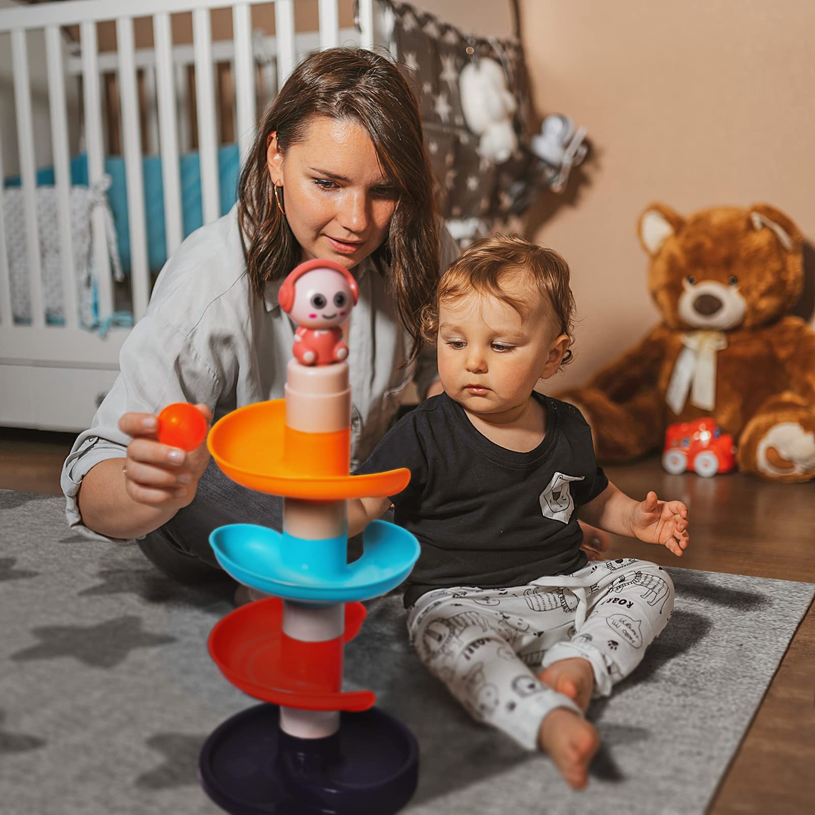 9 Layer Roll & Swirl Ball Drop Tower Toy for Toddlers 1-3 Years - 3 Balls Included - Educational Learning & Developmental Activity Toy - Perfect for Birthday Gifts & Early Childhood STEM Play