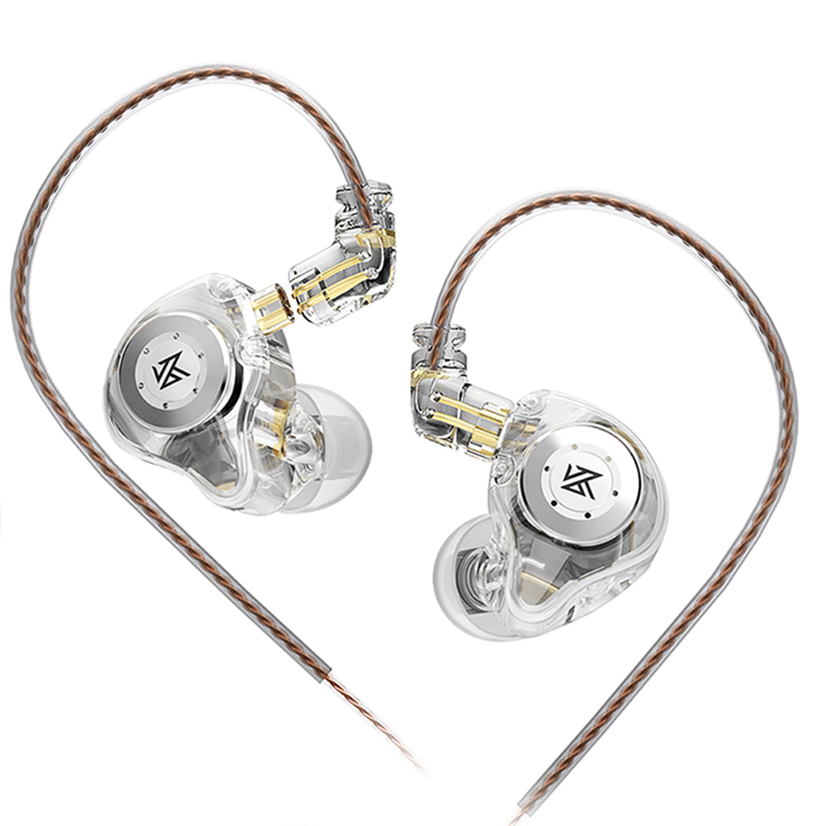 KZ EDX Pro In-Ear Monitor Headphones - Dual Dynamic Driver HiFi Stereo Sound, Wired Noise Cancelling Gaming Earbuds for Musicians, Singers & Audiophiles (White, No Mic) - Perfect for Studio Recording, Live Performances & Critical Listening