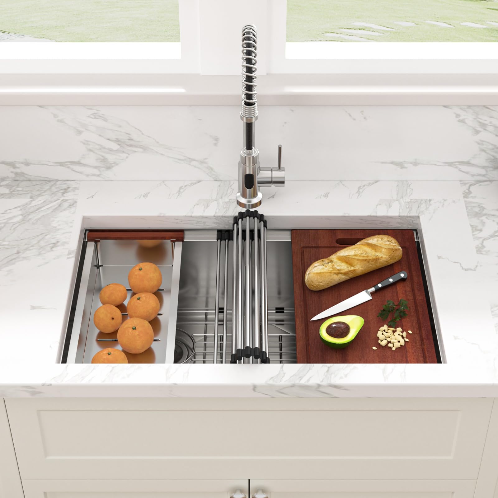 30 x 19 Inch Undermount Double Bowl Stainless Steel Kitchen Sink - 16 Gauge 50/50 Low Divider Two Basin Deep Sink with Accessories | Perfect for Modern Kitchens, Restaurant Prep Areas & Busy Households