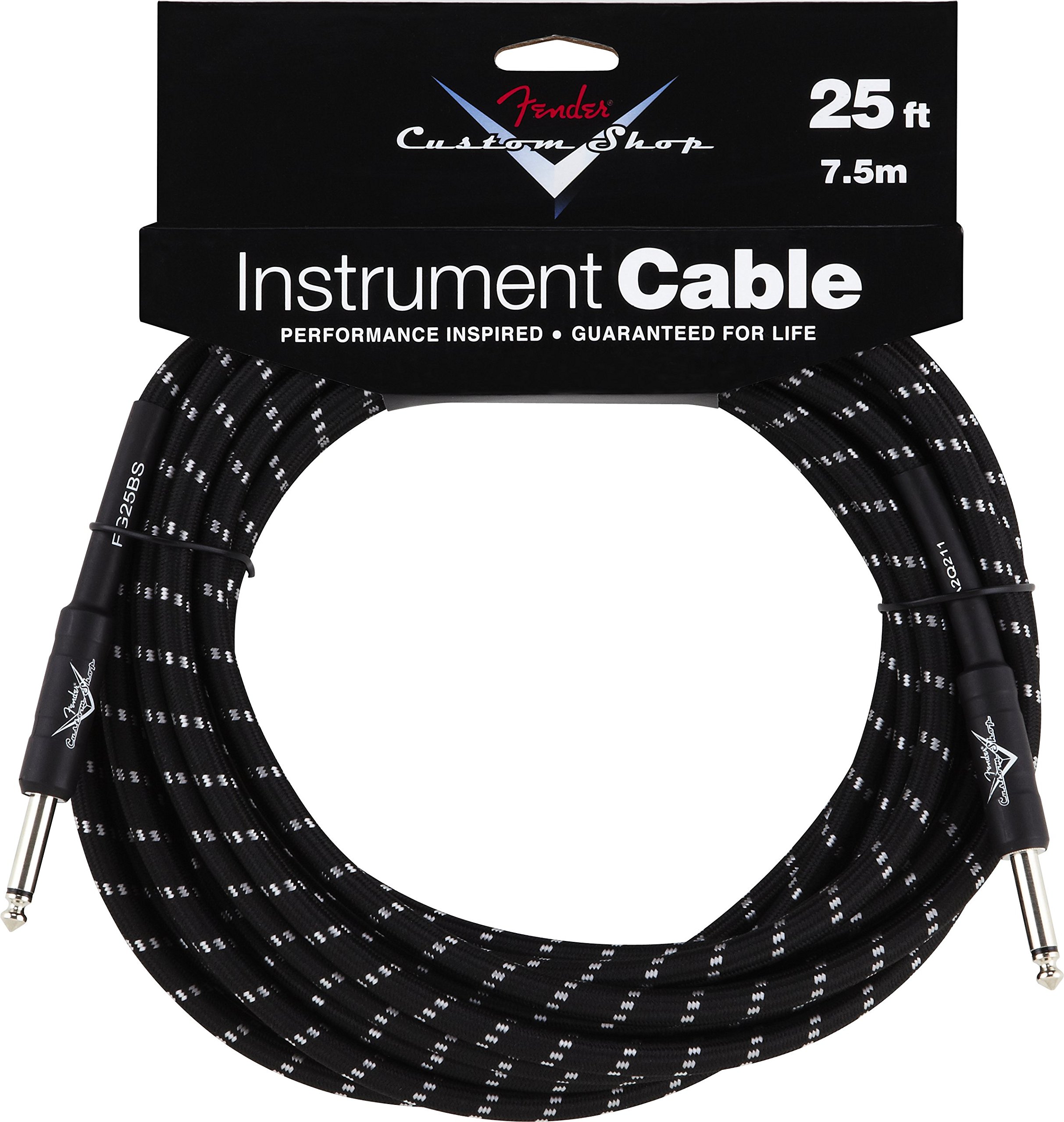 Fender Custom Shop Performance Series Instrument Cable - Straight to Straight Angle for Electric Guitar, Bass, Mandolin & Pro Audio | Studio & Live Performance Use