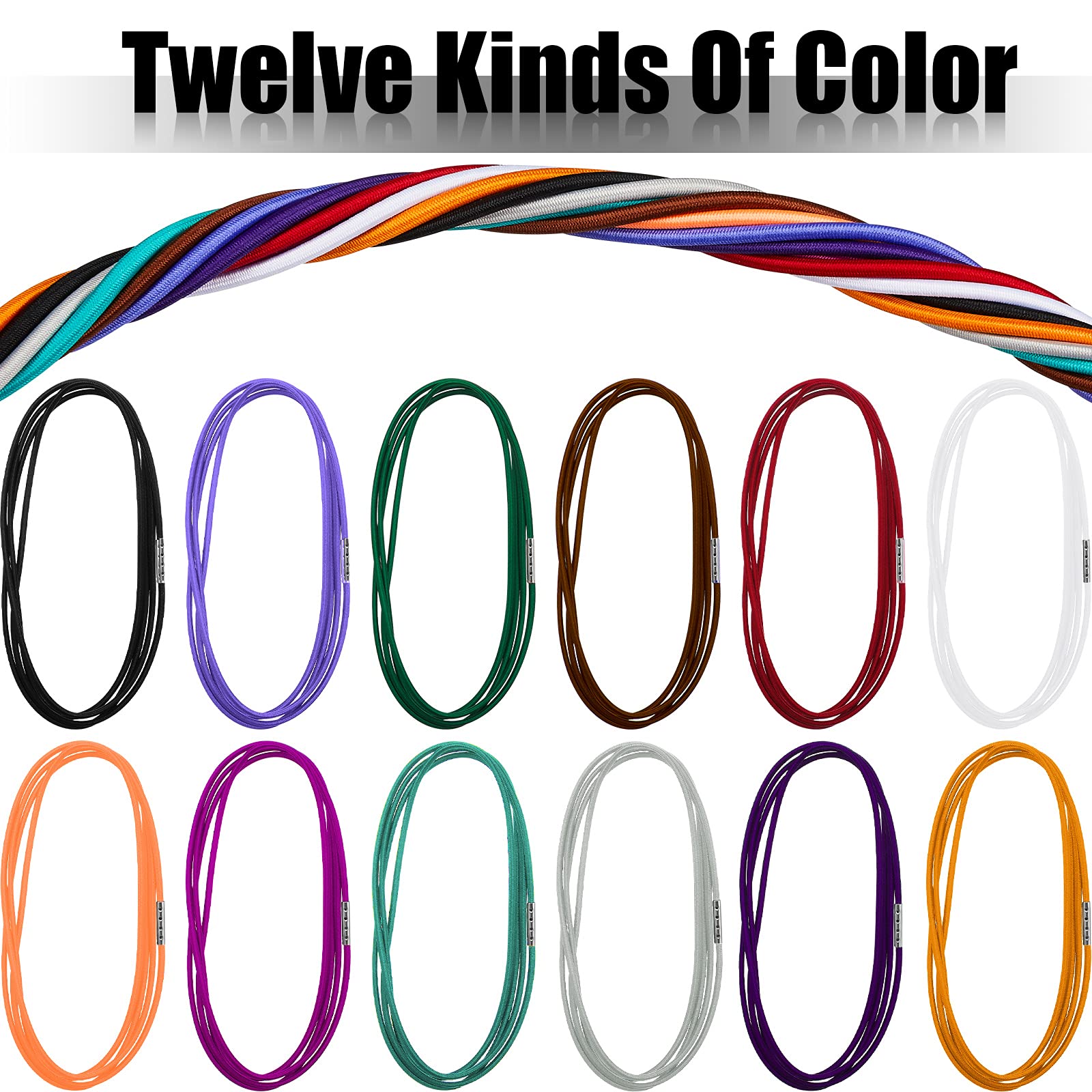 Riakrum 12 Pack Colorful Elastic Trash Can Bands for 13-30 Gallon Trash Cans | 3.28 ft Stretchable Garbage Bag Holder | Secure Bags in Kitchen, Office, Outdoor & Commercial Use