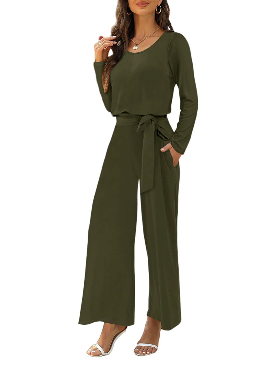 Women's Summer Jumpsuit - V Neck Short Sleeve Wide Leg Romper with Belt for Casual Outfits | Perfect for Beach Vacations, Date Nights & Summer Parties