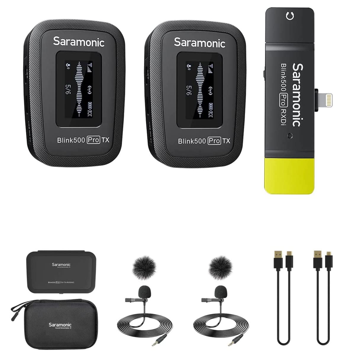 Saramonic BLINK500PROB4 2.4GHz Wireless Lavalier Microphone System for iPhone iPad - Dual Clip-On Mics with Lightning Receiver for YouTube, Vlogging, Interviews & Live Streaming