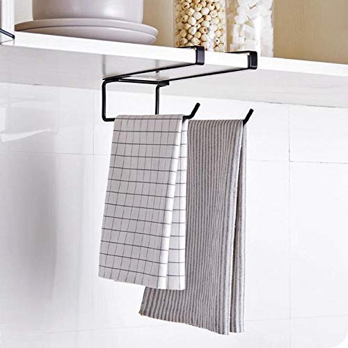Durable Black Hanging Tissue Holder - Bathroom & Kitchen Toilet Paper Roll Dispenser, Towel Rack & Cabinet Door Hook for Home Organization (Black) - Perfect for Small Spaces, Apartments & RVs