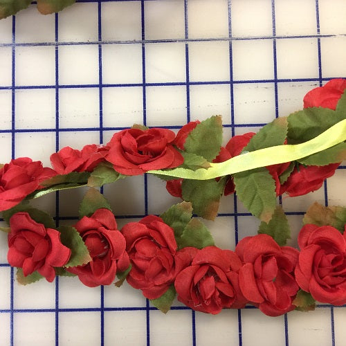 2 Inch Red Rosebud Garland - Artificial Flower Trim for Wedding Decor, Party Backdrop, Home & Event Decoration