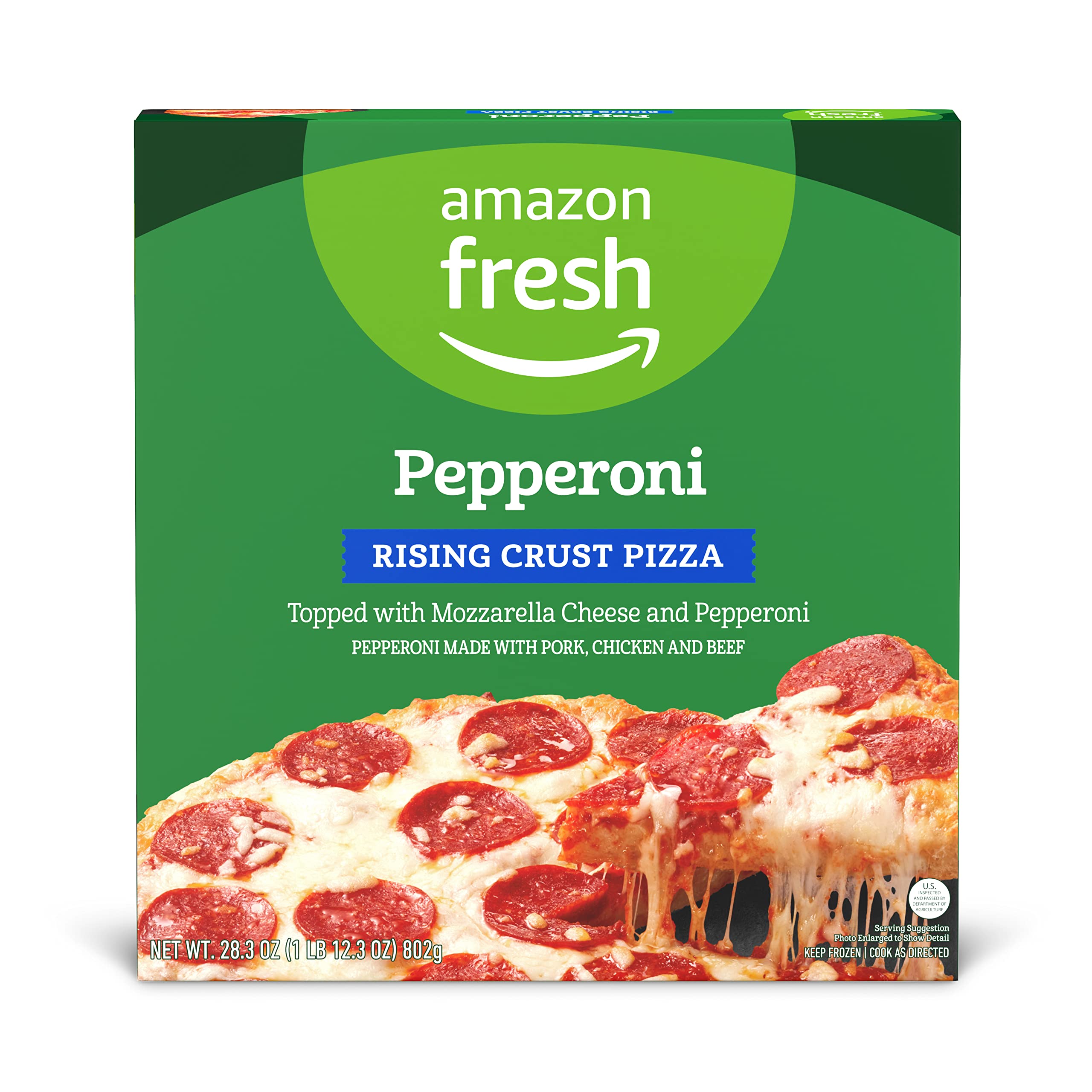 Amazon Fresh Rising Crust Pepperoni Pizza 28.3 Oz - Frozen Pizza for Family Dinner, Parties & Quick Meals