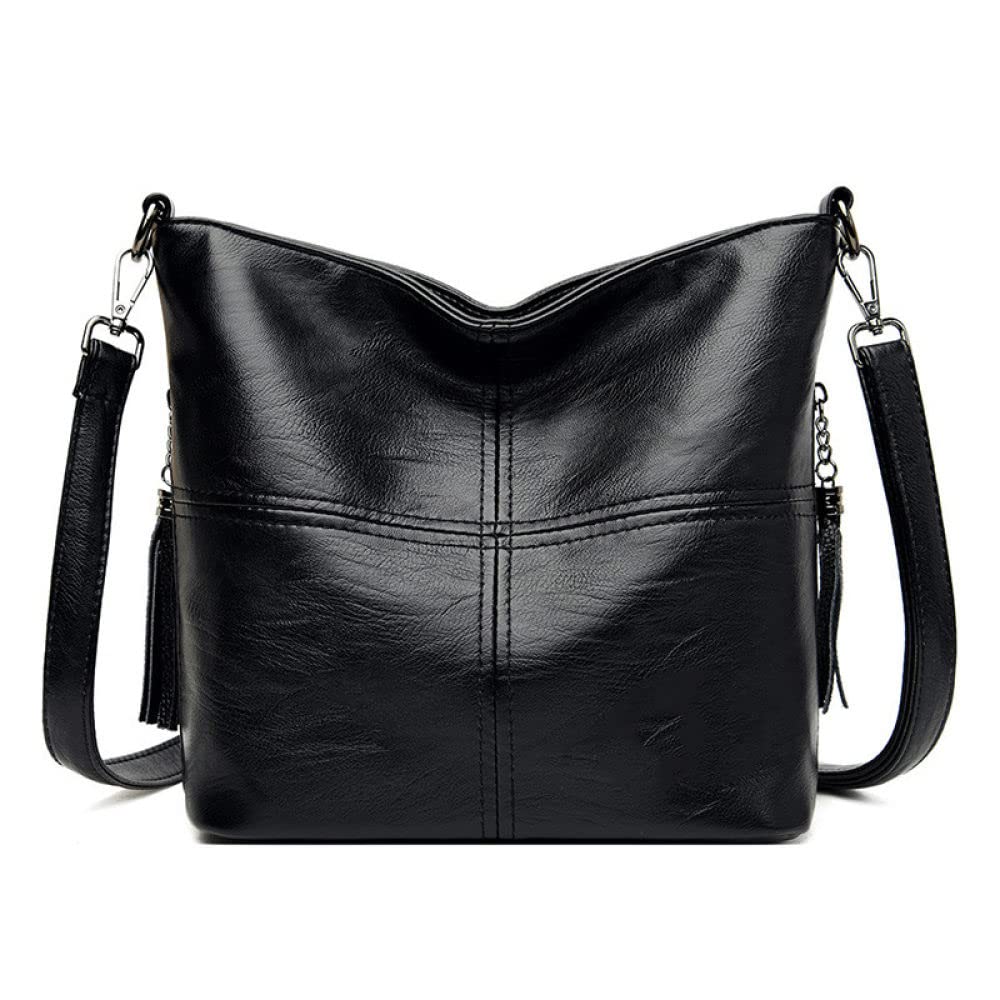 Stylish Women's Crossbody Shoulder Messenger Bag with Tassel Bucket Design - Perfect for Everyday Use, Work & Travel - Black Handbag for Ladies