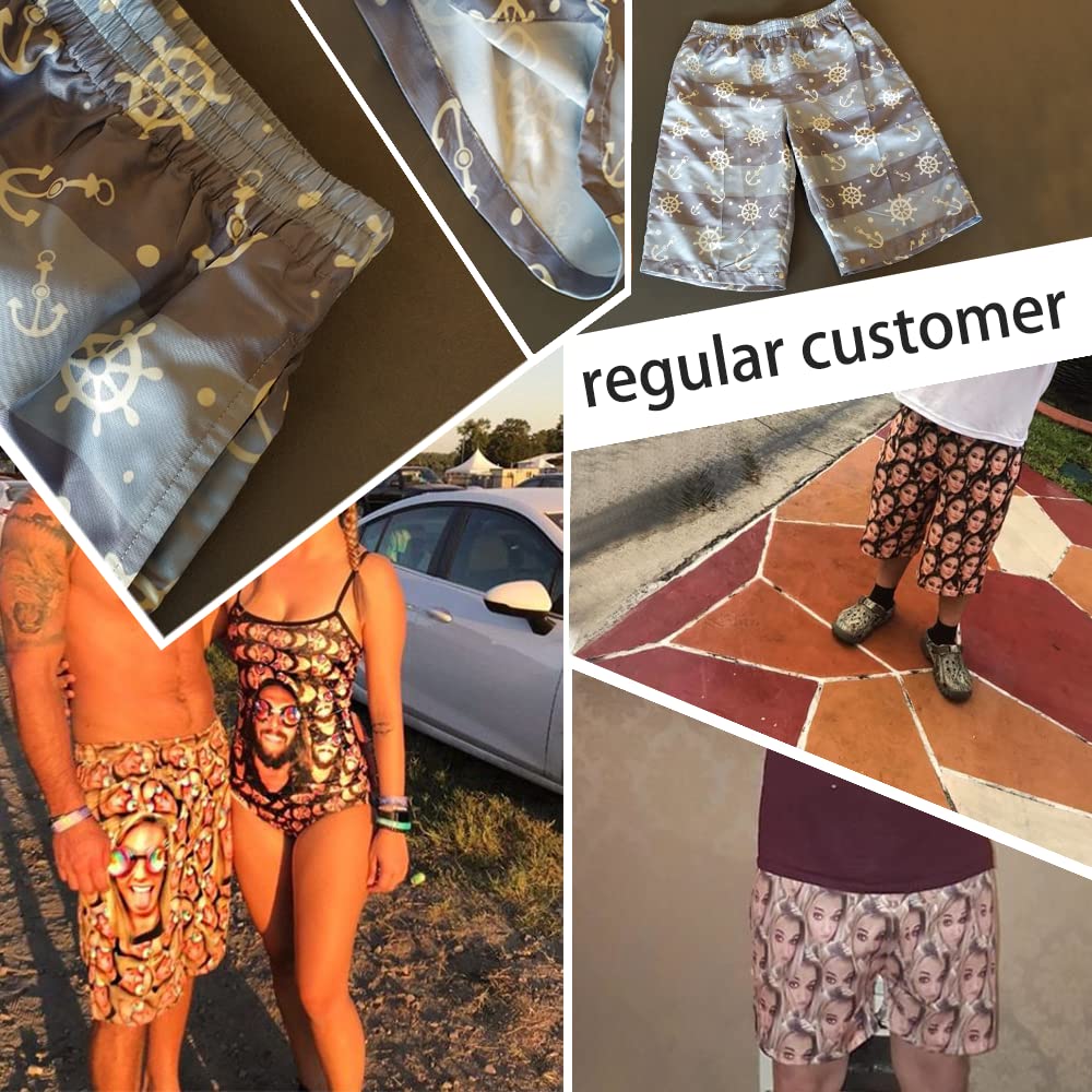 Custom Quick Dry Swim Trunks for Men - Personalized Face Design | Perfect for Beach, Pool, and Summer Vacation