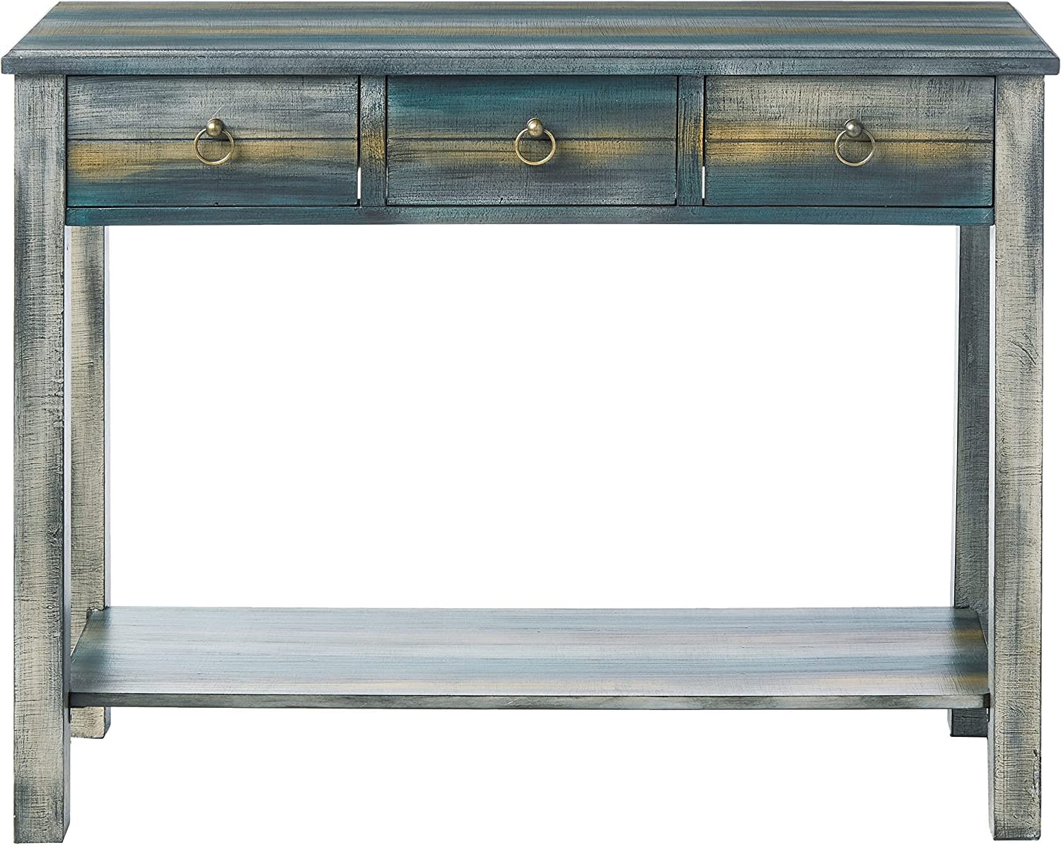 Rustic Wood Console Table with 3 Drawers & Open Shelf - 42