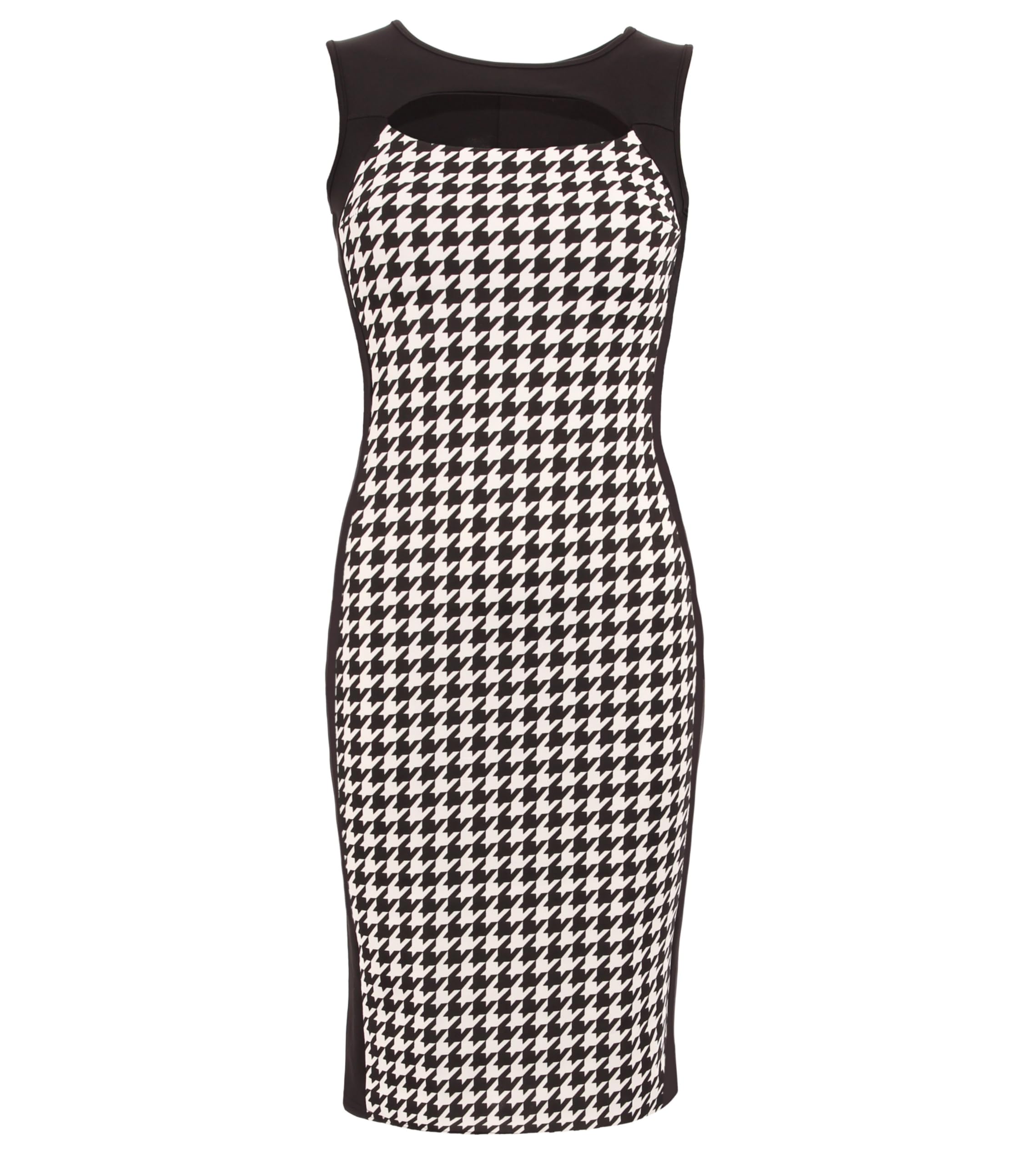Blue Banana Women's Plaid Keyhole Pencil Dress - Slim Fit Office Work Dress for Business, Cocktail Parties & Date Nights