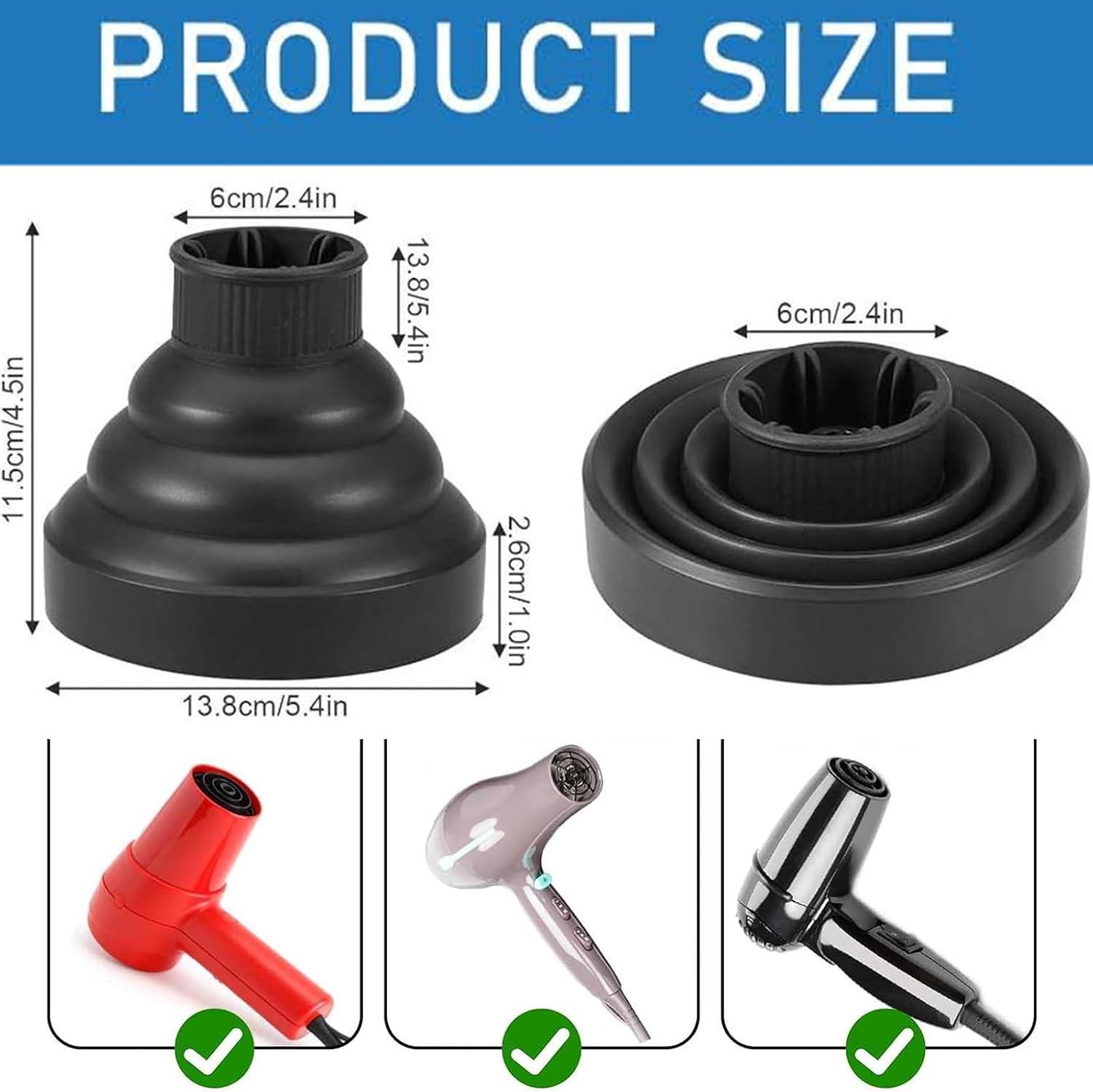 Universal Hair Diffuser Attachment for Curly Hair - Travel & Home Use Hair Dryer Diffuser with Comb - Perfect for Enhancing Curls & Reducing Frizz (Includes 1 Diffuser & 1 Styling Comb) - Ideal for Salons, Home Styling & On-the-Go Hair Care