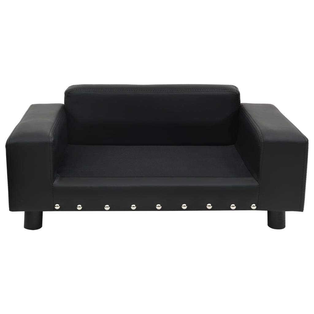 Premium Leather Pet Sofa Bed for Cats & Dogs - Non-Slip Foam Couch with Sturdy Legs for Small/Medium Pets - Washable Cushion Cover (31.9
