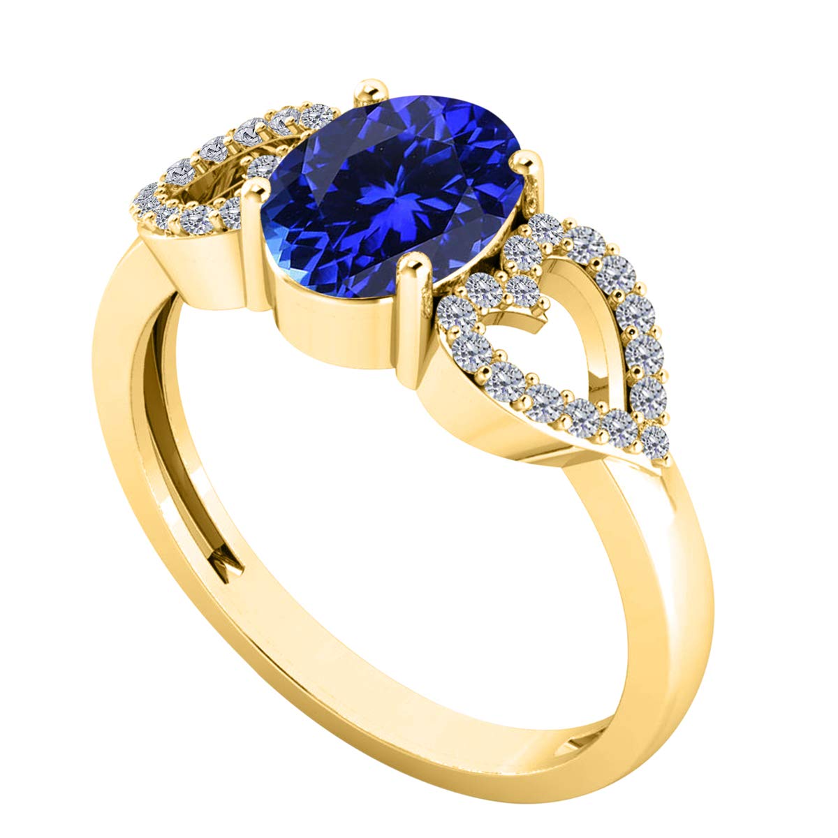 1.40 Carat Oval Tanzanite & Diamond Ring in 10K Yellow Gold - Elegant Valentine's Day Gift for Her - Perfect for Engagement, Anniversary & Special Occasions