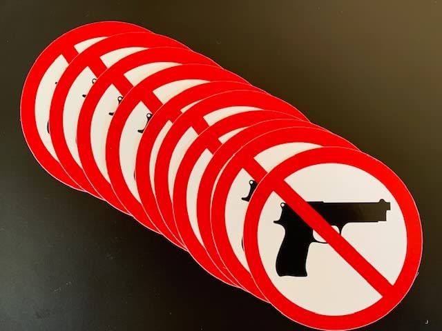 10 Pack No Firearms Allowed Sign Stickers - 4 Inch Vinyl Safety Decals for Businesses, Schools & Public Areas - Durable Gun-Free Zone Warning Labels (X10PS127) - Perfect for Store Entrances, Offices & Restricted Areas