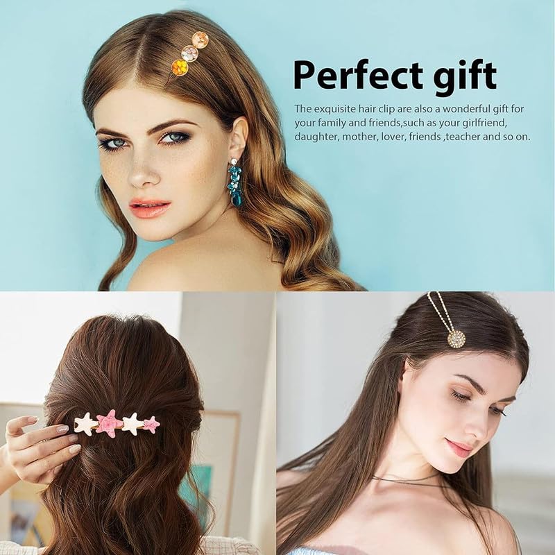 CHRONEX 8-Piece Korean Style Pearl Hair Clips Set - Elegant Metal Barrettes with Plastic Pearls for Women | Hair Accessories for Wedding, Party & Daily Use