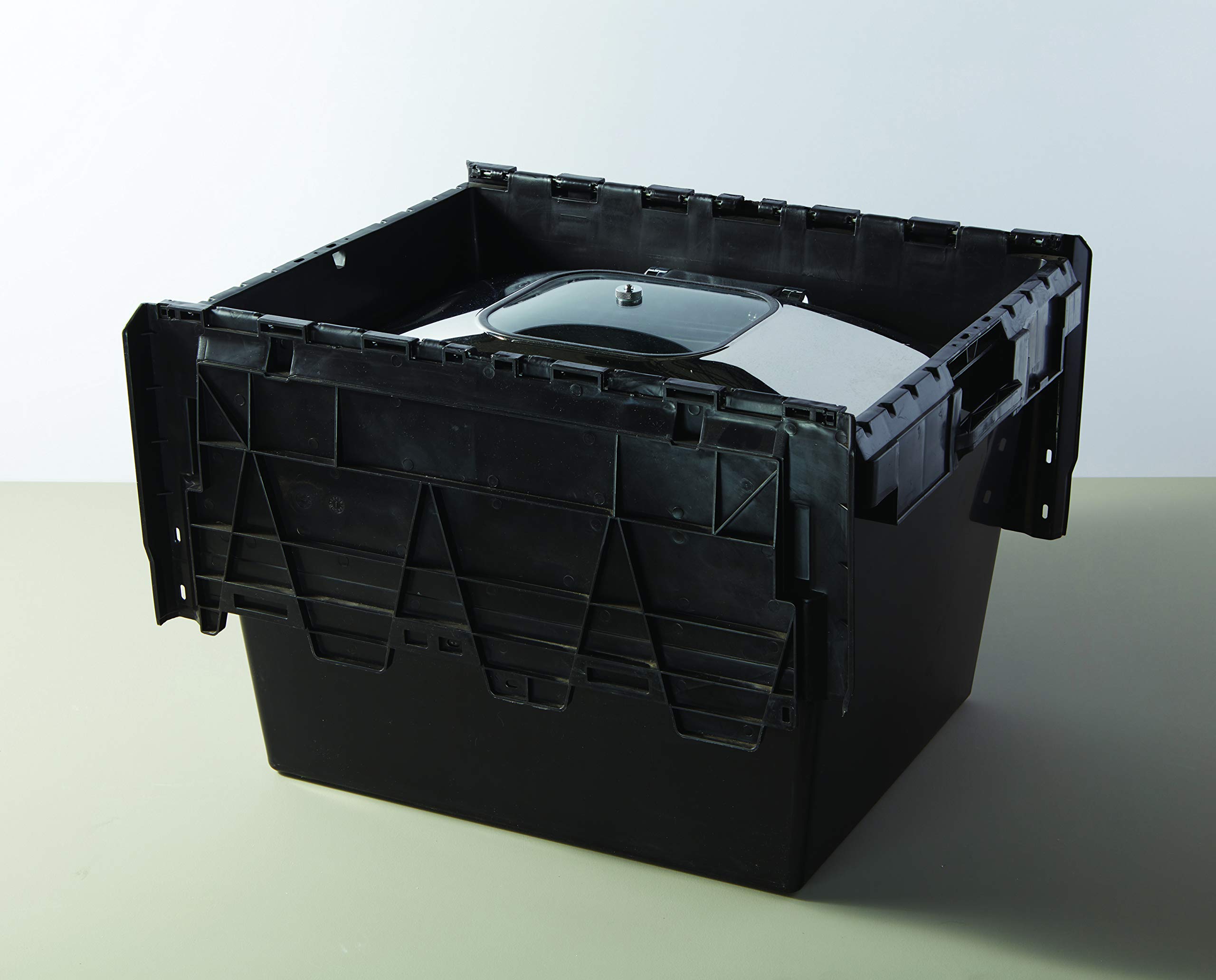 American Metalcraft SCBL Stackable Plastic Storage Crate - Black, 27-Inch - Durable Organizer for Home, Office & Warehouse Use