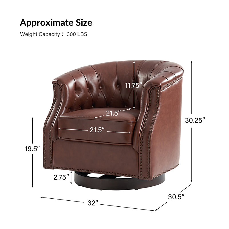 Morris Chesterfield Traditional Rocker Button Tufted Swivel Chair - Classic Leather Upholstered Recliner for Living Room, Office & Study - Perfect for Relaxing, Reading & Entertaining Guests