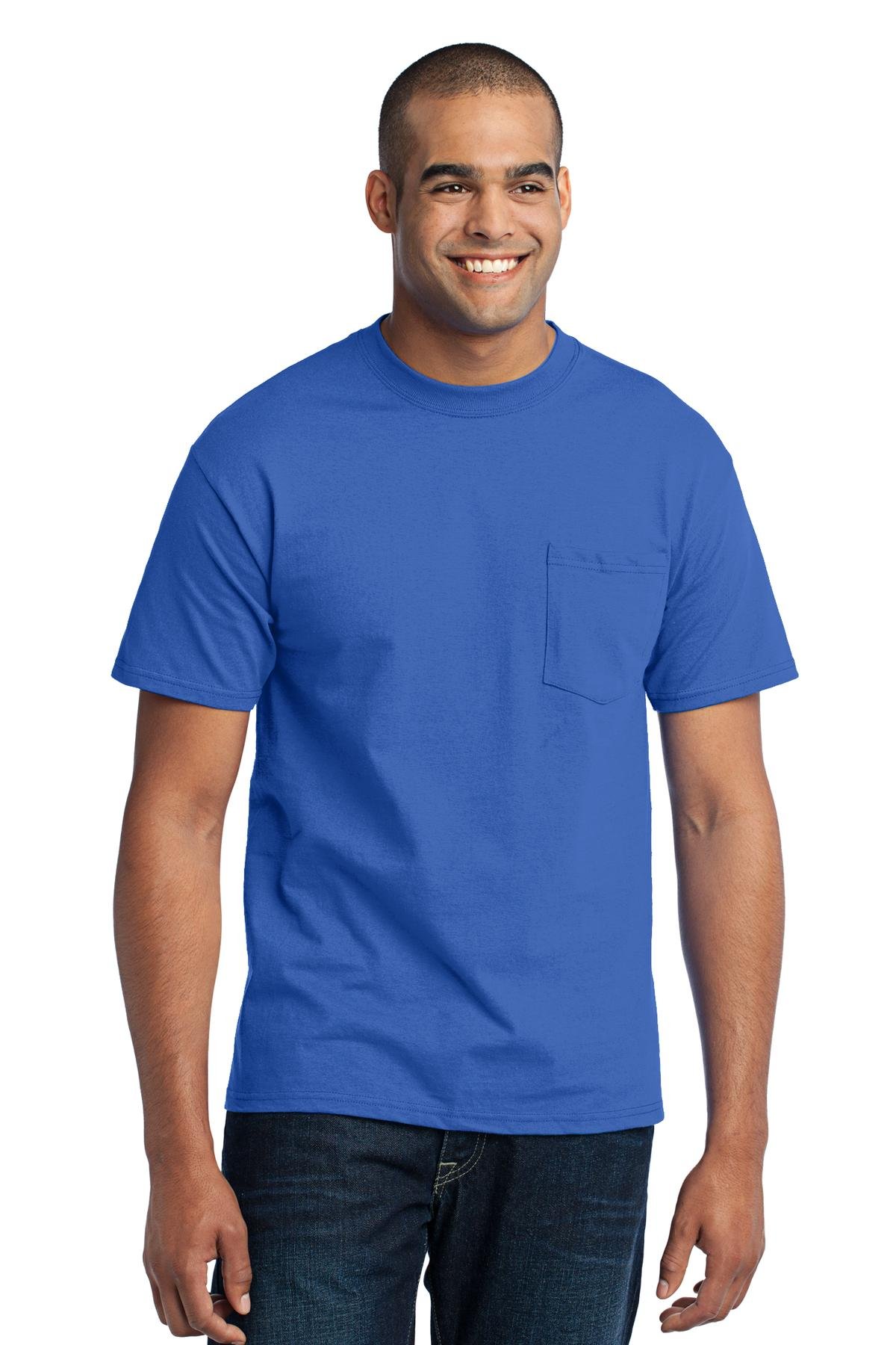 Port & Company PC55P Core Blend Pocket T-Shirt - Soft Cotton Comfort Fit Crewneck Tee for Men, Casual Wear & Everyday Use