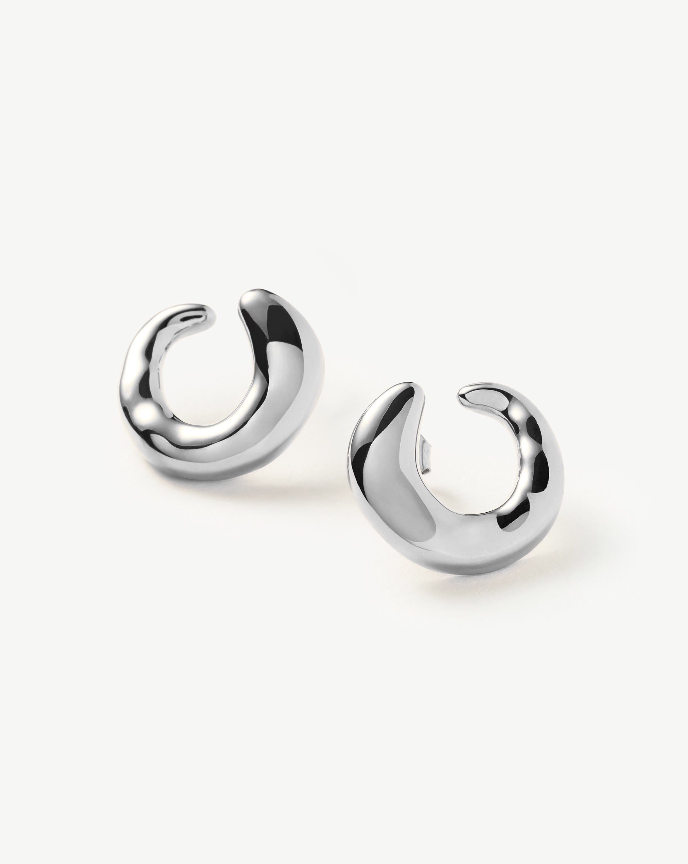 Sterling Silver Molten Open Hoop Earrings for Women - Trendy Minimalist Dangle Earrings for Everyday Wear, Parties & Gifts