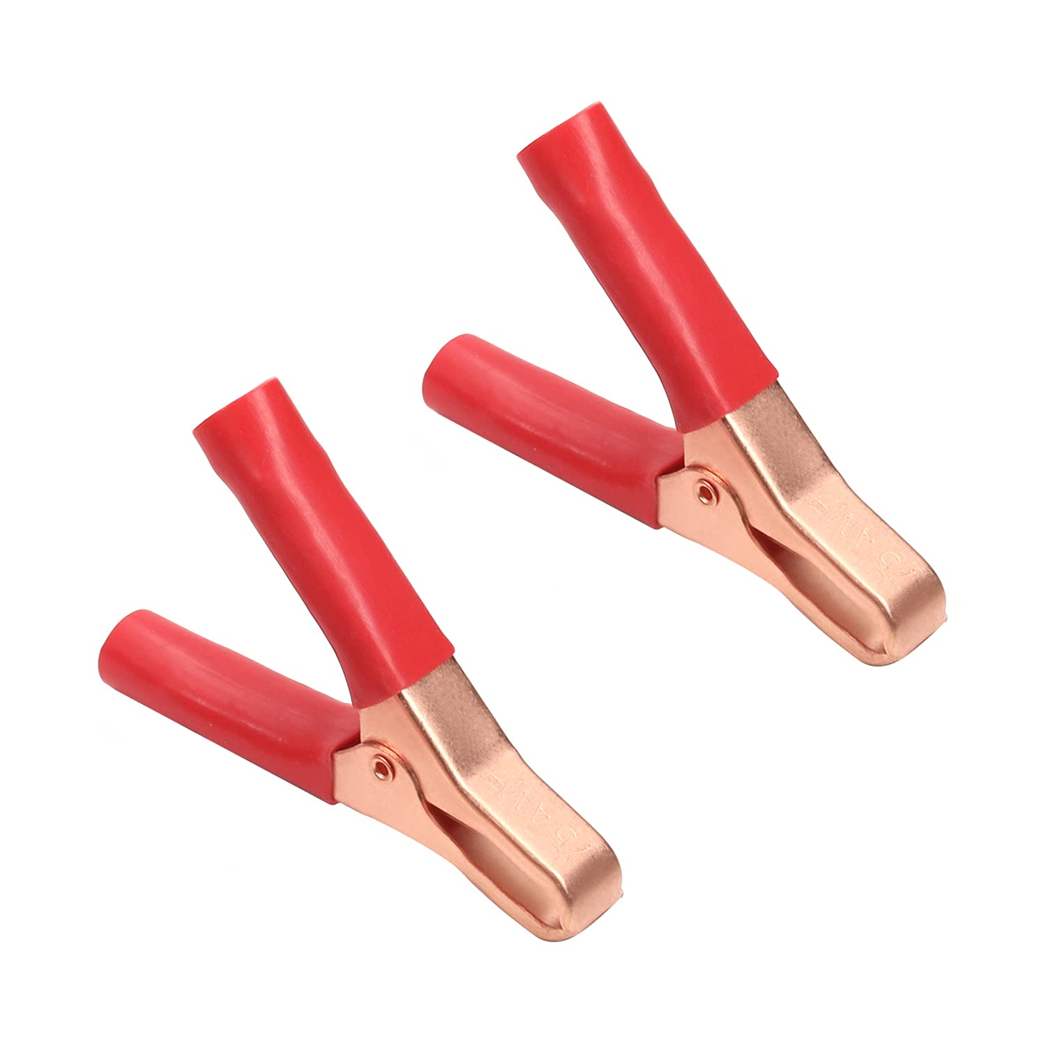 Heavy-Duty 75A Insulated Alligator Clips - 2Pcs Battery Cable Clamps for Car, Auto, Boat Charging & Electrical Testing - Secure Grip for Jumper Cables, Solar Panels & Power Tools (Red)