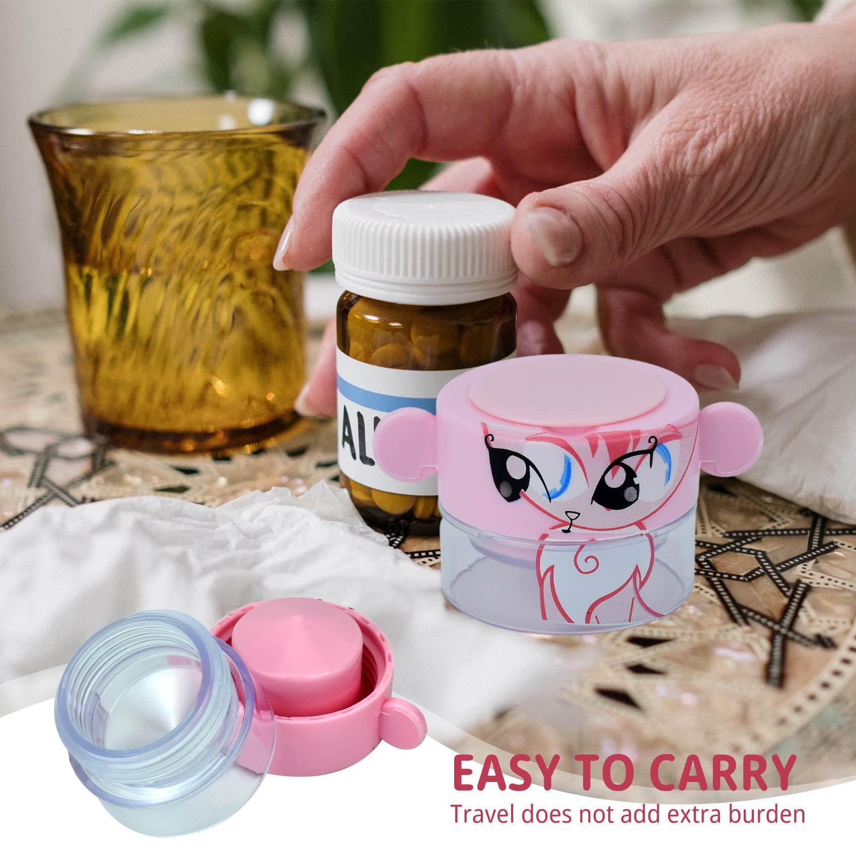 2 Pack Pill Crusher and Grinder - Professional Medicine Pulverizer for Vitamins, Tablets & Pills - Easy to Use for Elderly, Kids & Pets - Perfect for Home, Travel & Nursing Care (Pink)
