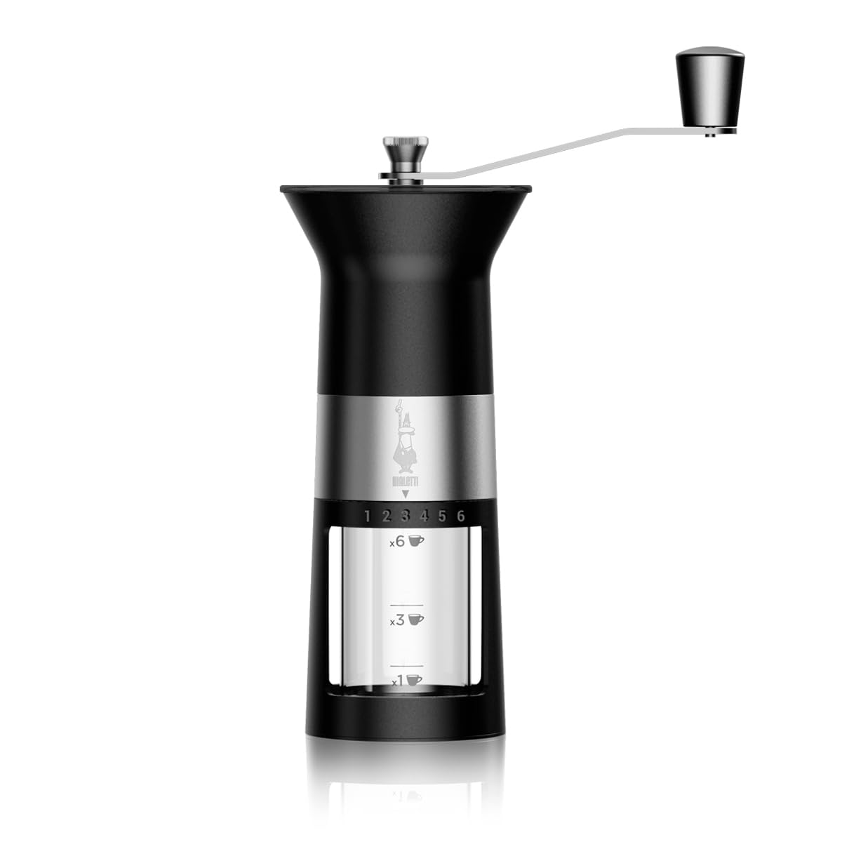 Bialetti MCPRO001 Manual Coffee Grinder - Premium Alloy Steel Burr Mill for Espresso, French Press & Pour Over - Compact & Portable for Home, Office & Travel Use