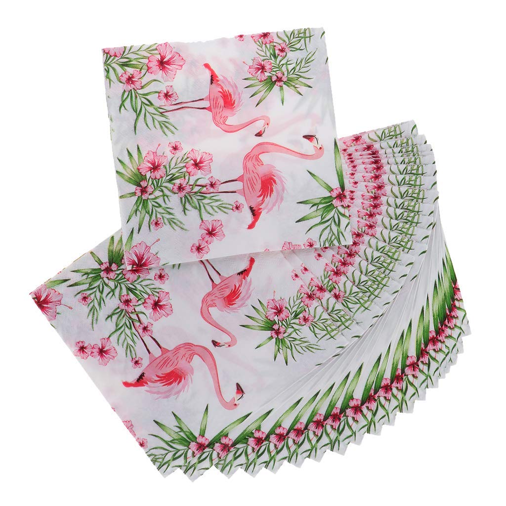 100pcs Flamingo Paper Napkins - Disposable Tropical Party Napkins for Summer BBQ, Beach Picnic & Birthday Decorations - Floral Printed Paper Serviettes for Dining Table Decor