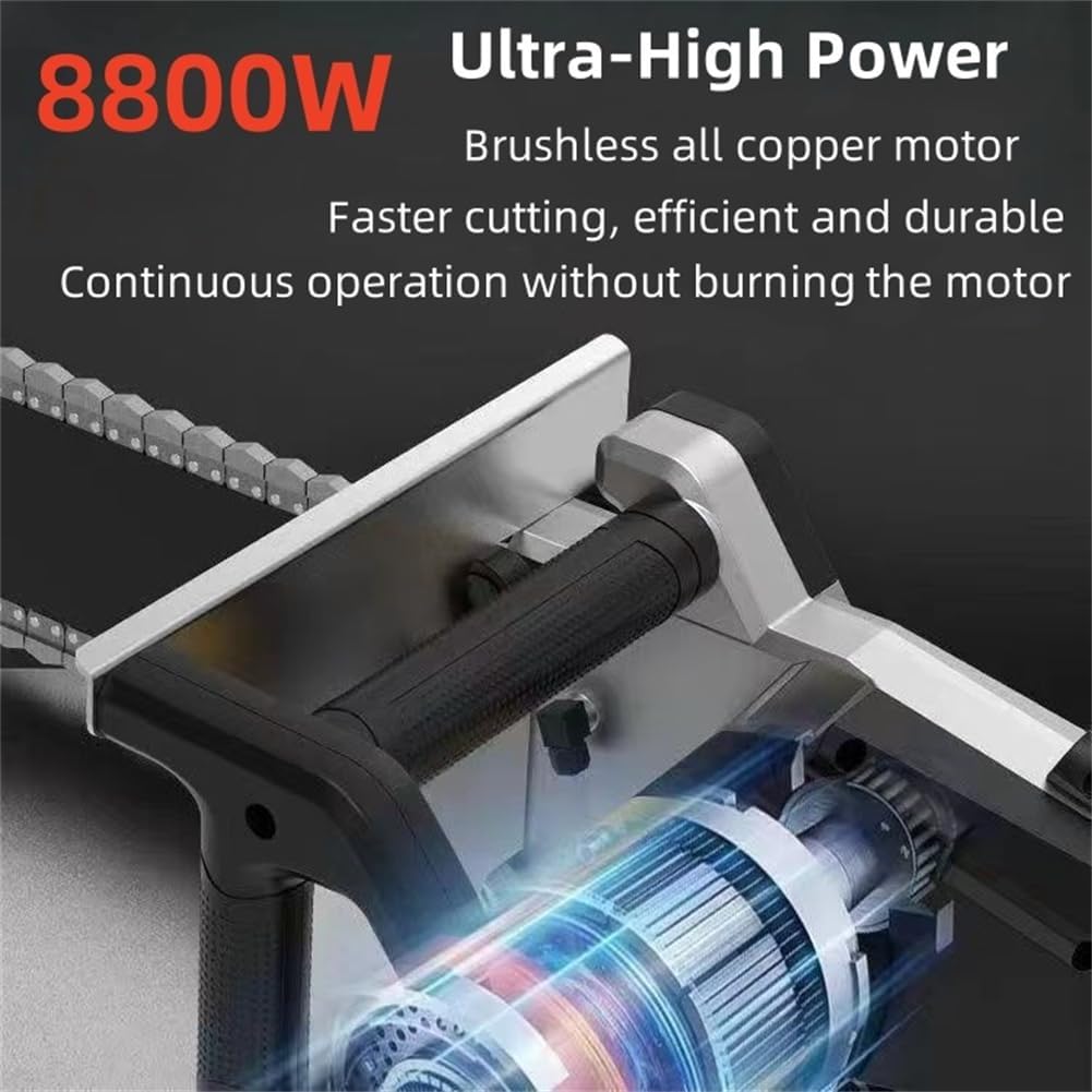 8800W Electric Concrete Saw with Brushless Motor - 6000 RPM Dust-Free Cutting for Brick, Marble & Walls - 18.89